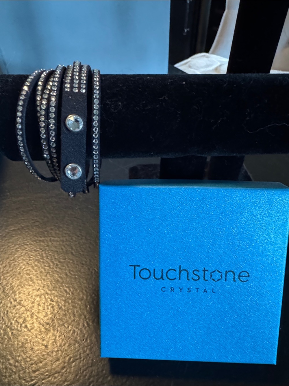 Touchstone Crystal Black Multi-Row Crystal Wrap Bracelet